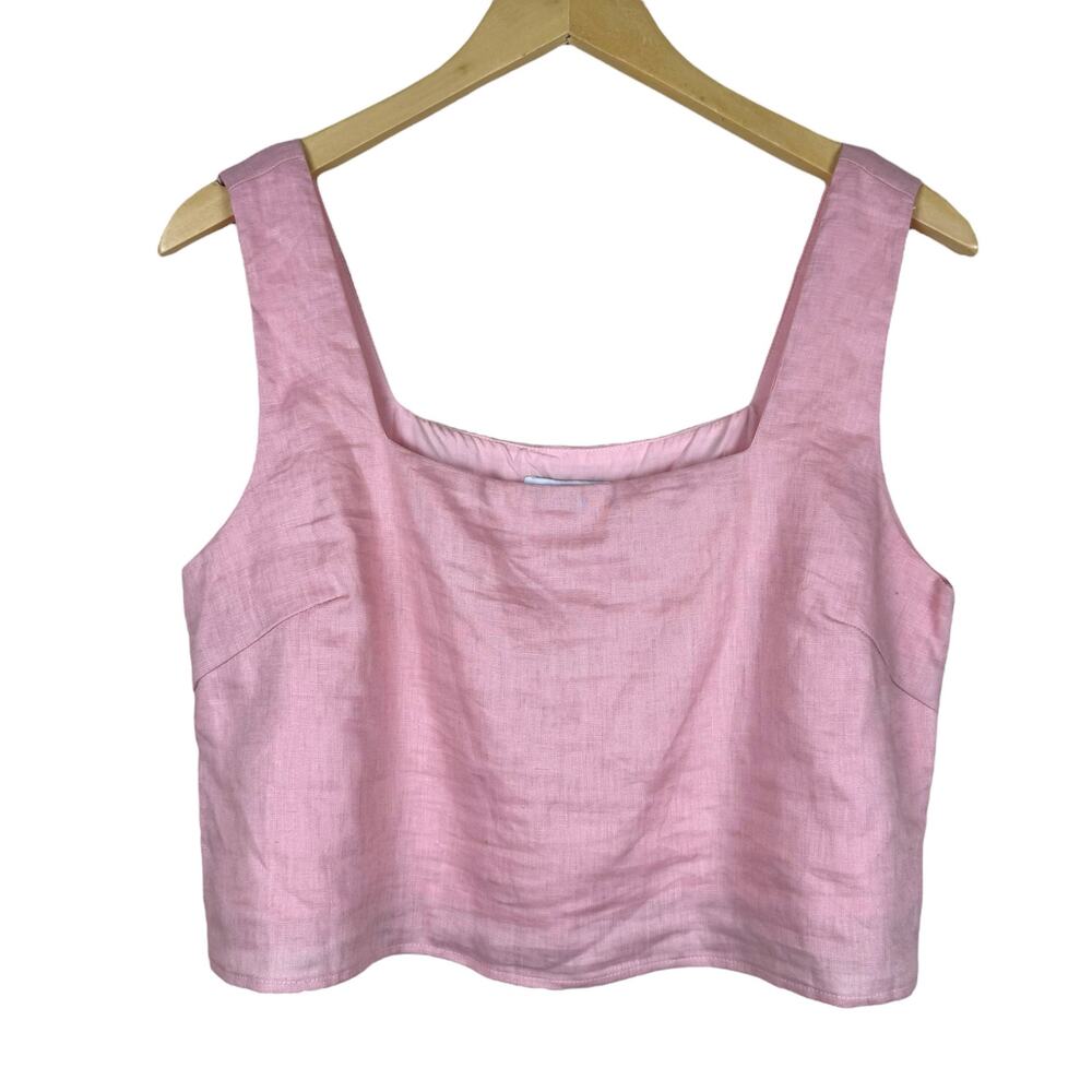 Lucy Paris Pia Linen Crop Tank Light Pink Size Medium